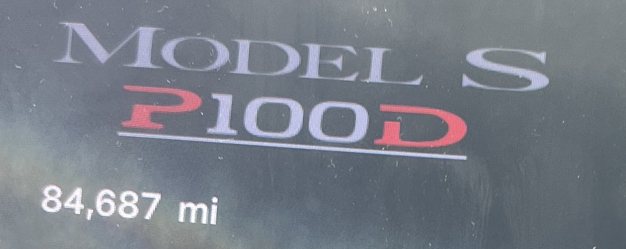 Tesla screen: Model S P100D, 84,687 mi